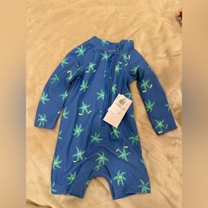Old Navy Blue and Green Starfish Kids Rashguard